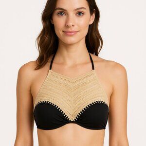 The Bikini Lab Halter Crochet Bikini Swim Top